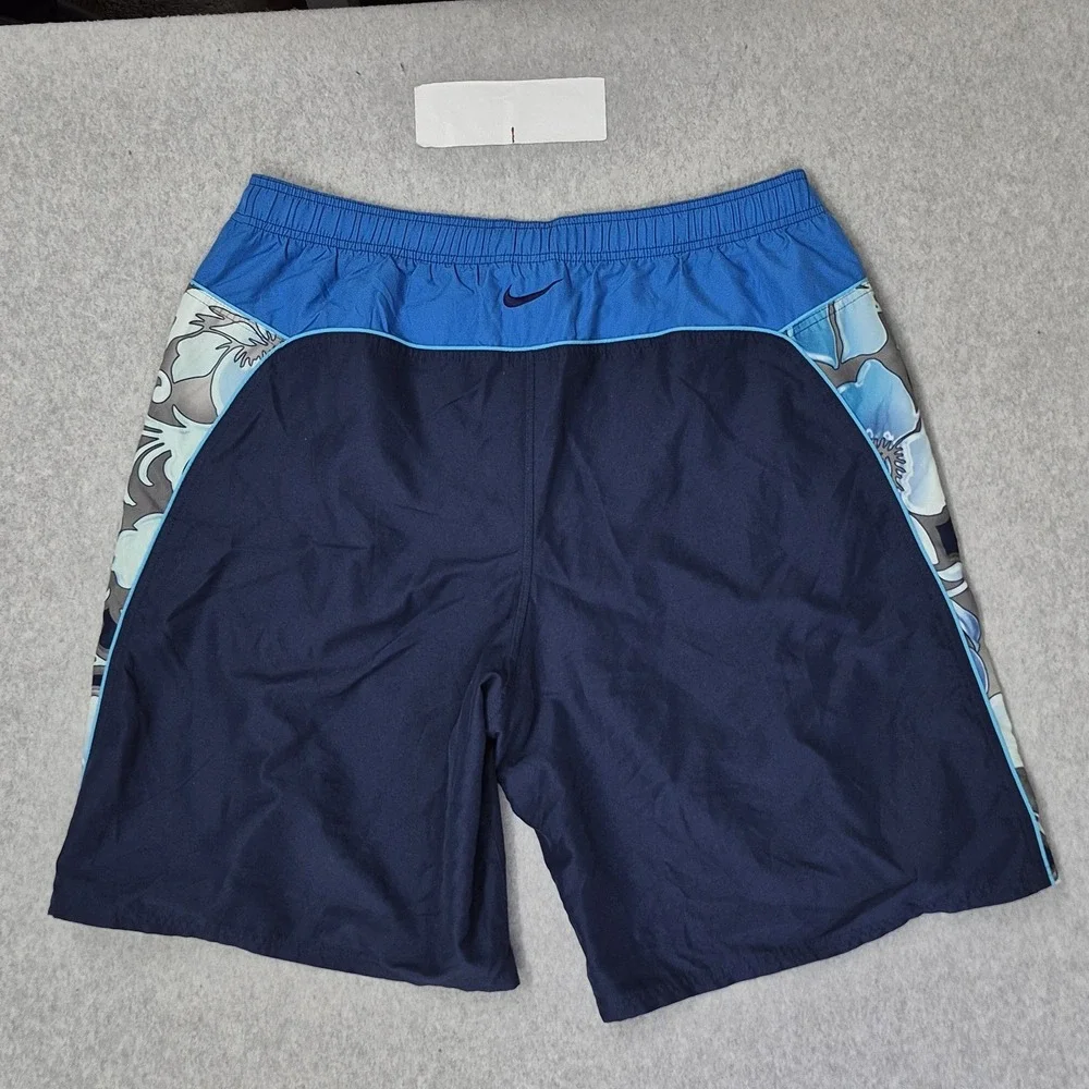 Nike Men Shorts XXL Navy Blue Swimwear Floral Trunks Logo
